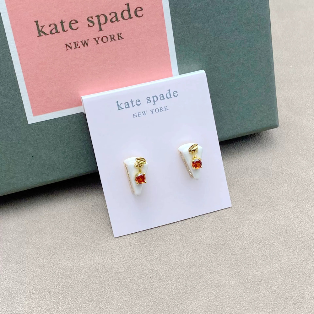 kate spade Red Zircon Enamel Cake Silver Stud Earrings